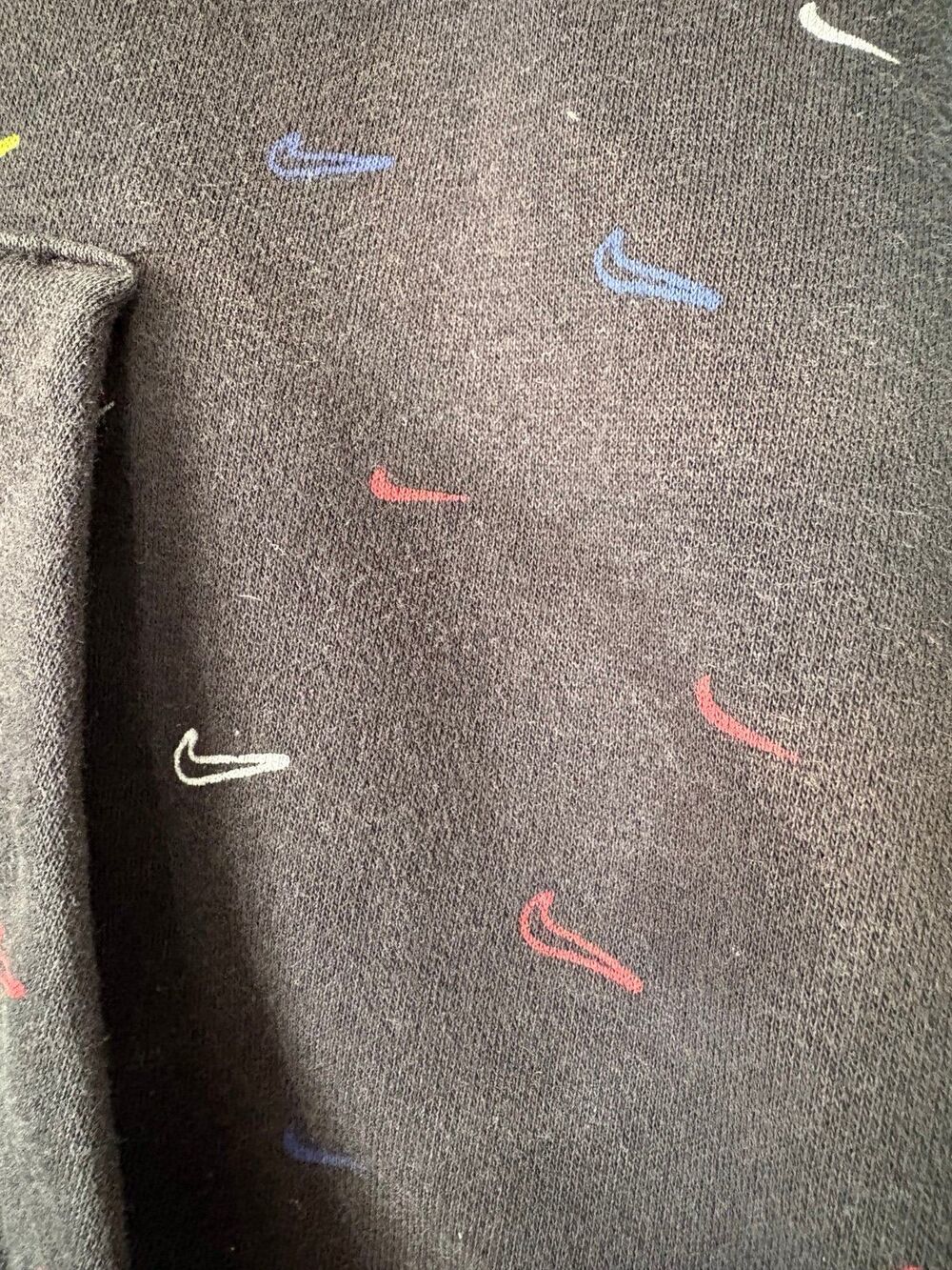 Nike Club Fleece Hoodie Large L Multi Swoosh AOP Black Pullover DC2767-010 Sport - Picture 4 of 9